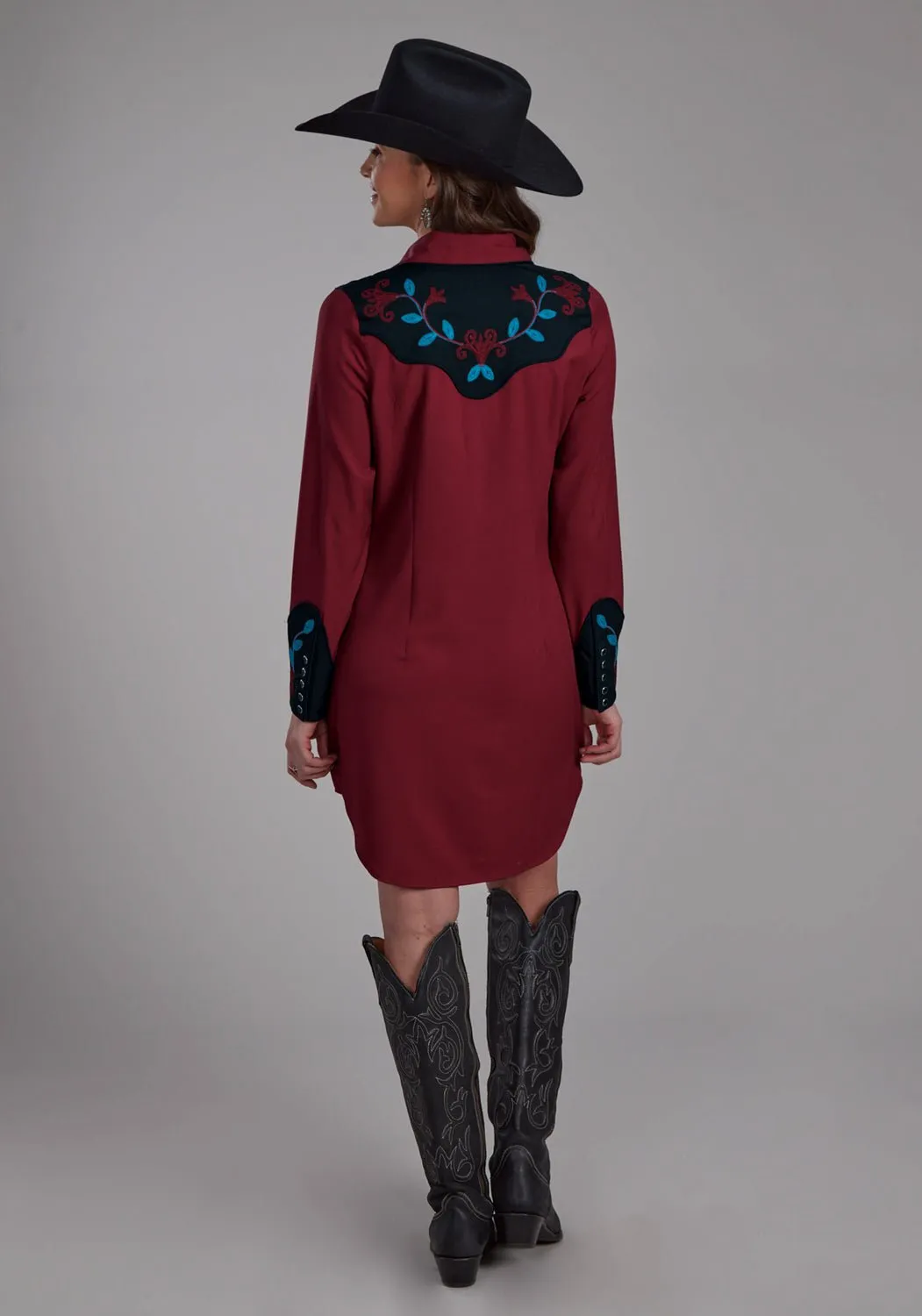 Modern Straight Leg Life Ready Roper Womens 2293 Twill Red Polyester L/S Dress