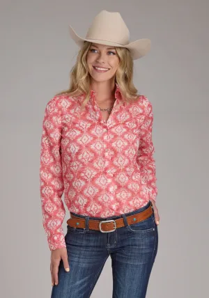 Roper Womens 2423 Ikat Aztec Pink 100% Polyester L/S Blouse Anti-static Roper Womens 2423 Ikat Aztec Pink 100% Polyester L/S Blouse Tailored Style