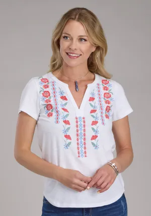Roper Womens 2434 Red Flowers White 100% Cotton S/S T-Shirt Anti Cling Lining Roper Womens 2434 Red Flowers White 100% Cotton S/S T-Shirt Graduation Attire Bold Statement