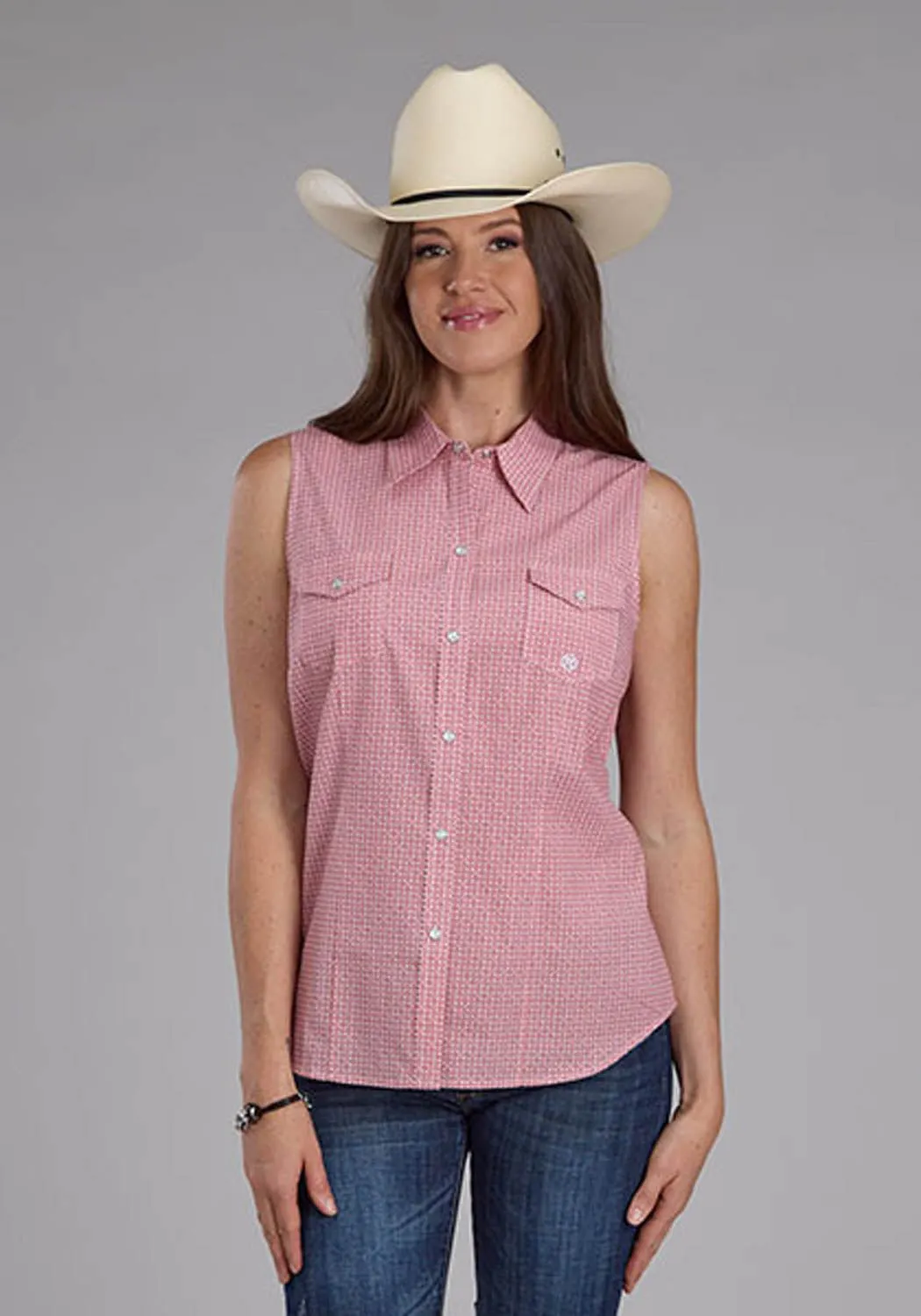 Roper Womens 2500 Saltillo Foulard Rust 100% Cotton S/L Blouse Tailored Style