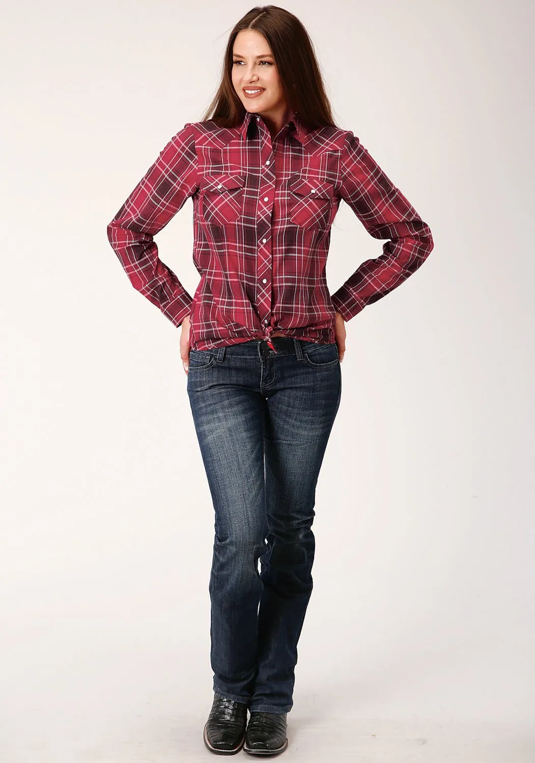 Affordable Luxury Roper Womens 820 Bright Plaid Red Cotton Blend L/S Shirt
