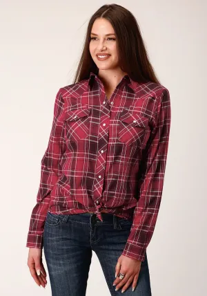 Roper Womens 820 Bright Plaid Red Cotton Blend L/S Shirt Wrinkle-Free Roper Womens 820 Bright Plaid Red Cotton Blend L/S Shirt Chic Ensemble Pre Shrunk Cotton Blend