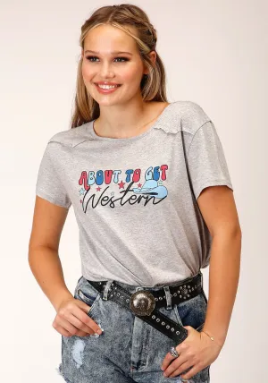Roper Womens About To Get Western Grey Poly/Rayon S/S T-Shirt Sustainable materials Roper Womens About To Get Western Grey Poly/Rayon S/S T-Shirt Brunch Outfit