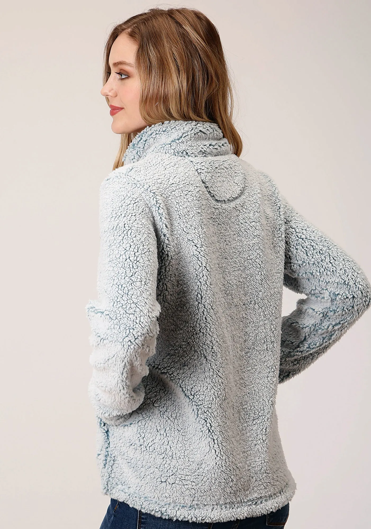 Versatile Look Closet Staple Roper Womens Aqua Polyester 1/4 Zip Pullover Fleece Jacket
