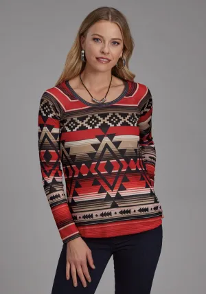 Roper Womens Aztec Sublimation Red/Black Polyester L/S Tunic Non Chafe Lining Roper Womens Aztec Sublimation Red/Black Polyester L/S Tunic Casual Style