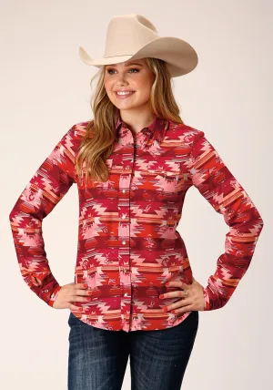 Roper Womens Aztec Western Red Rayon/Nylon L/S Shirt Cozy Option Roper Womens Aztec Western Red Rayon/Nylon L/S Shirt Trendy Vibes