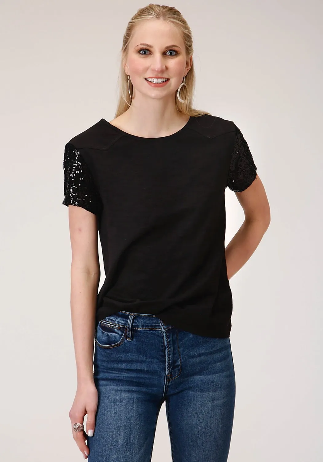Roper Womens Black 100% Cotton Western Swing S/S T-Shirt Thermal regulation Comfy Look