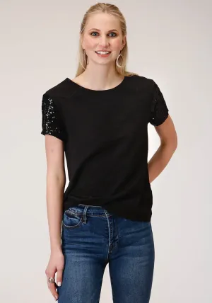 Roper Womens Black 100% Cotton Western Swing S/S T-Shirt Timeless Look Roper Womens Black 100% Cotton Western Swing S/S T-Shirt Thermal regulation Comfy Look