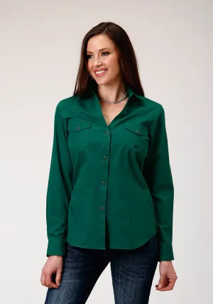 Roper Womens Black Fill Solid Green 100% Cotton L/S Shirt No Logo Quick-Dry Camouflage Print Roper Womens Black Fill Solid Green 100% Cotton L/S Shirt