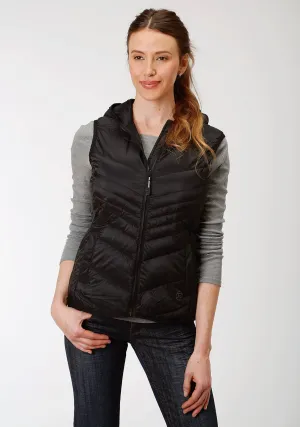 Roper Womens Black Nylon Down Coated Hooded Vest Sophisticated Look Go-to Comfort Street Inspired Roper Womens Black Nylon Down Coated Hooded Vest