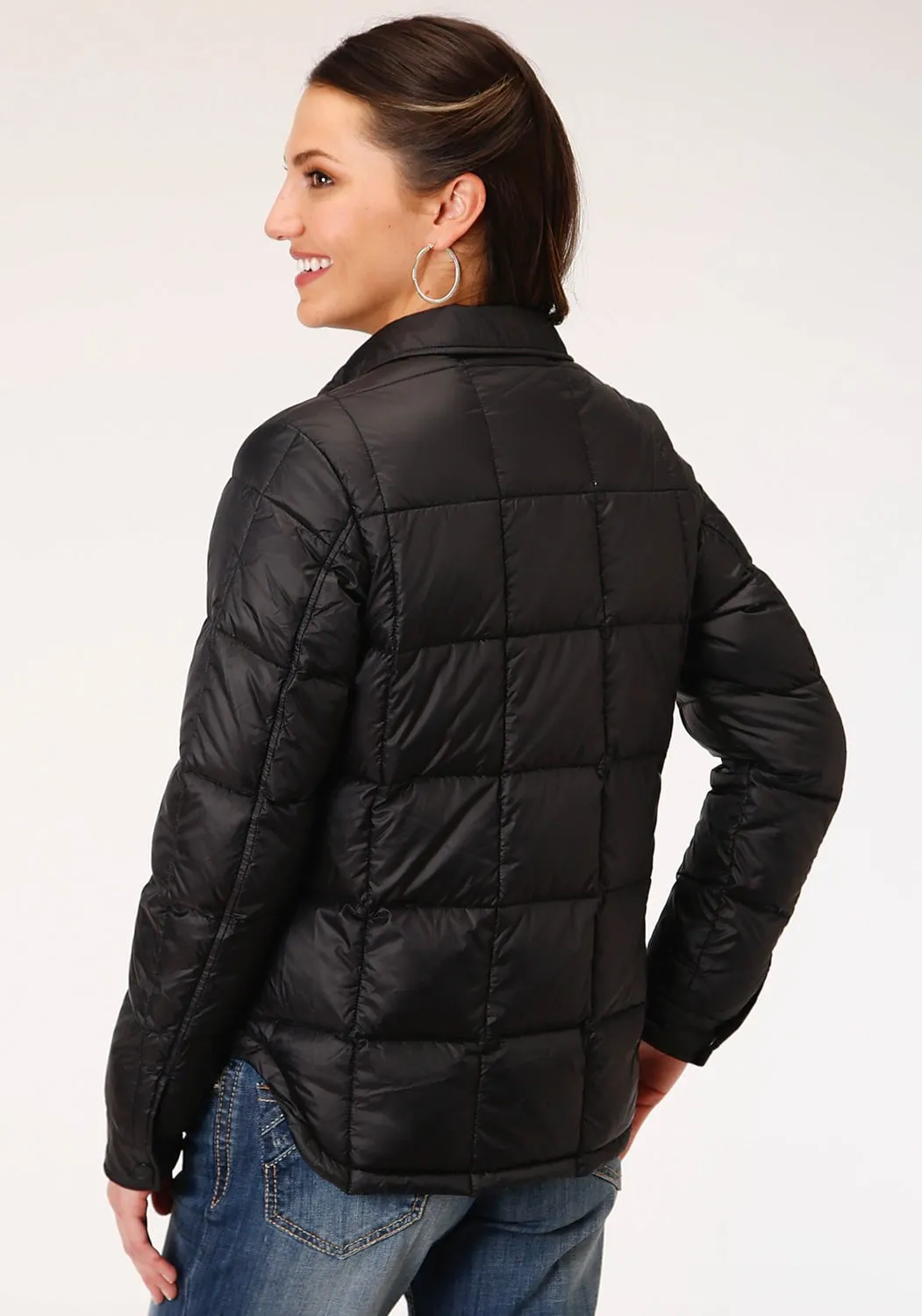 Roper Womens Black Nylon Parachute Down Fill Jacket Chill Outfit Spring Mood Office Wear Chill Outfit Date Night