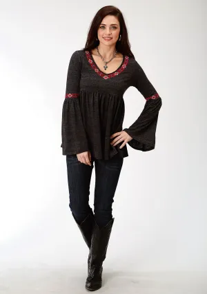 Roper Womens Black Poly/Cotton Geometric L/S Tunic Sporty Style Roper Womens Black Poly/Cotton Geometric L/S Tunic All Season Fabric Weight Fashionable Touch
