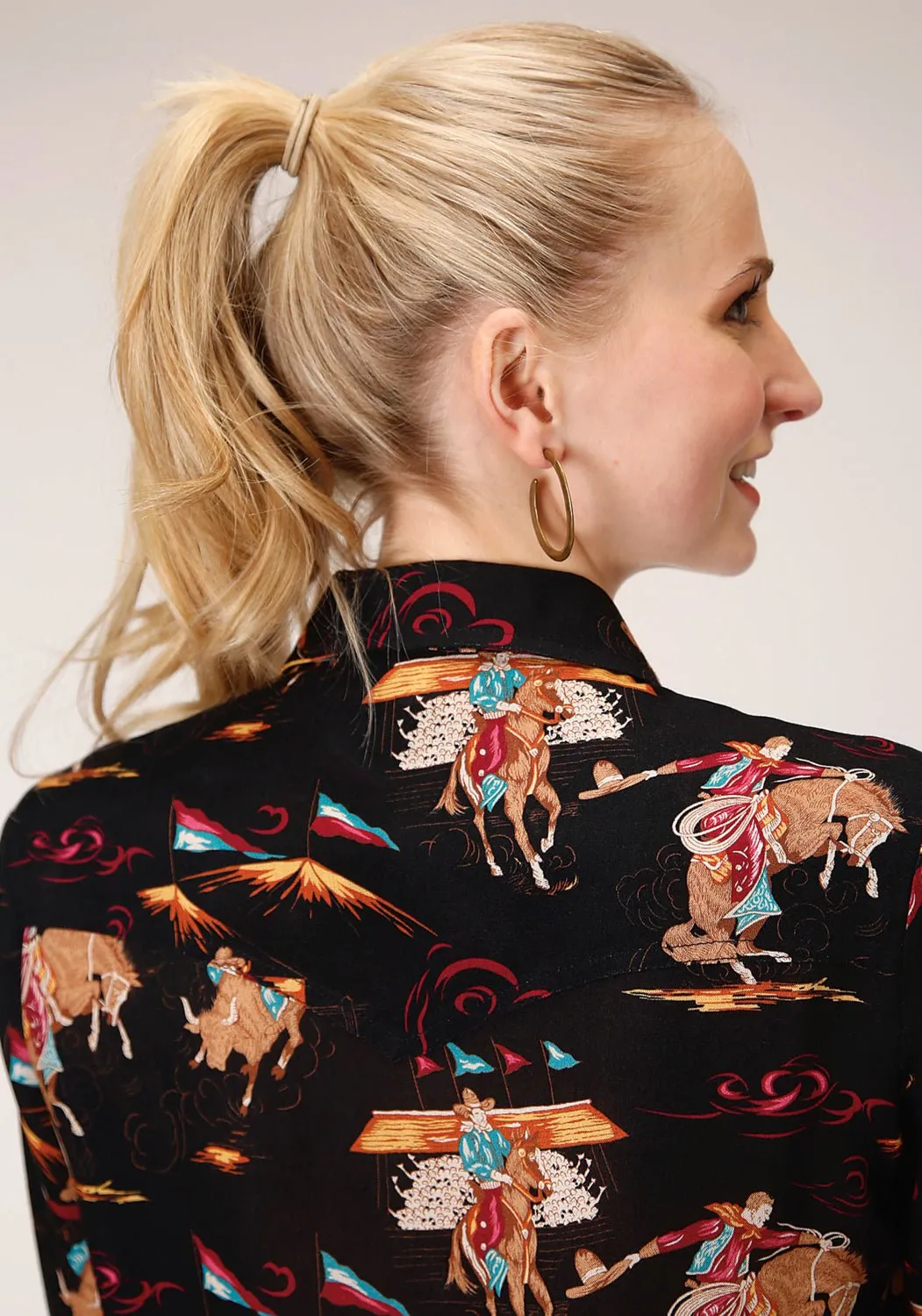 Reliable Choice Roper Womens Black Rayon/Nylon Retro Rodeo L/S Shirt