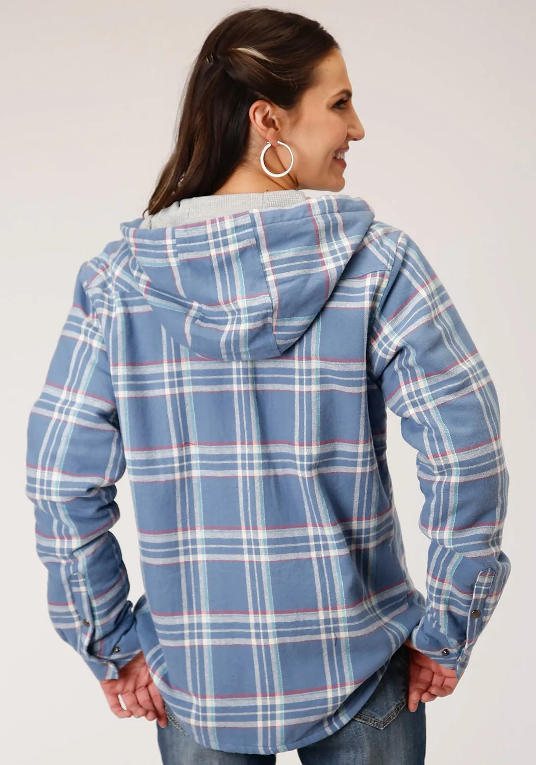 Roper Womens Blue 100% Cotton Thermal Lined Hooded Jacket Weekend Style Outdoor Adventure Smart Casual Modern Rainy Day