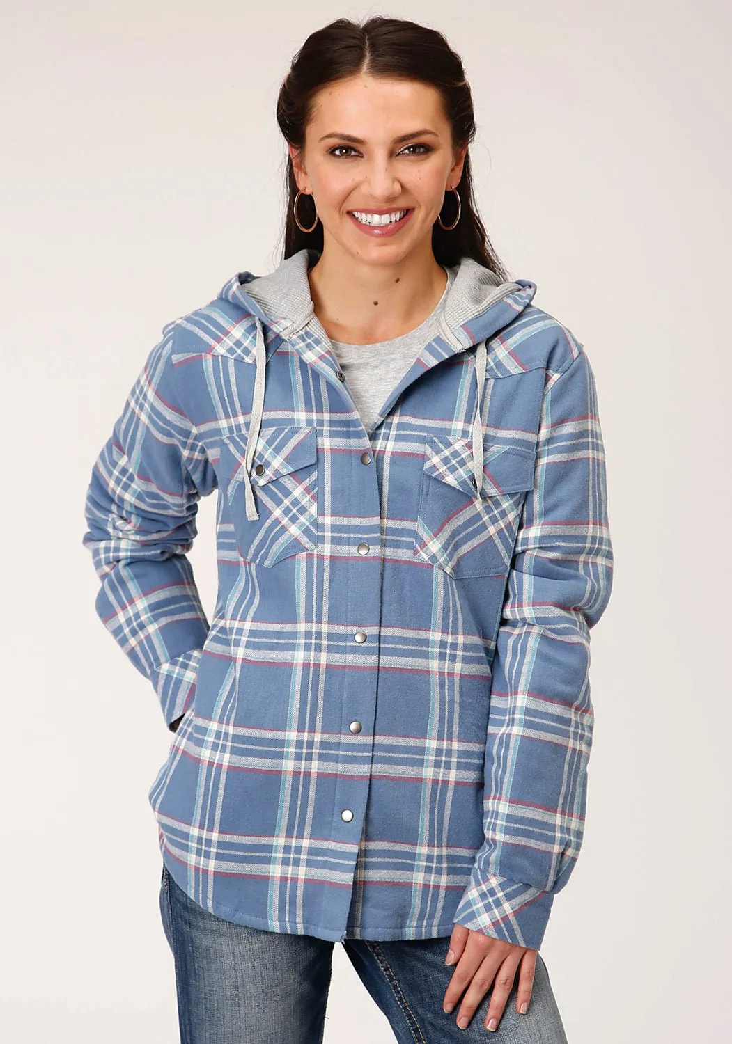 Roper Womens Blue 100% Cotton Thermal Lined Hooded Jacket Elegant Urban Explorer Athlete Fit Daily Wear Festival Outfit