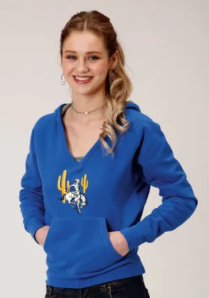 Roper Womens Blue Cotton Blend Bronc Rider Cactus Hoodie Chic Look Roper Womens Blue Cotton Blend Bronc Rider Cactus Hoodie Iconic Outfit