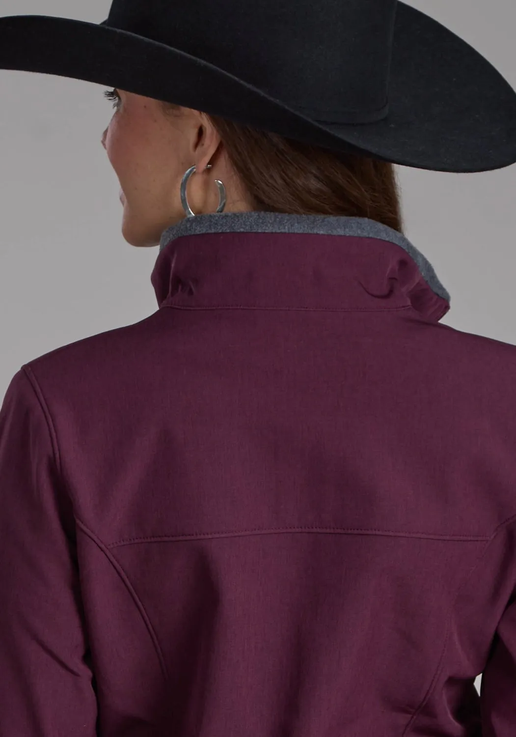Neutral Outfit Fade Resistant Wash Roper Womens Bonded Fleece Wine Poly/Spandex Softshell Jacket