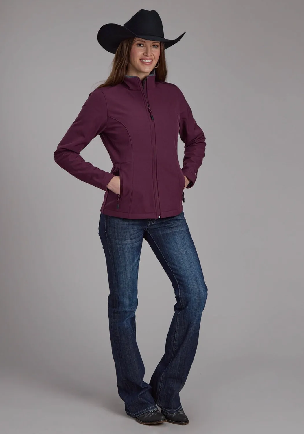 Basic Comfort Roper Womens Bonded Fleece Wine Poly/Spandex Softshell Jacket