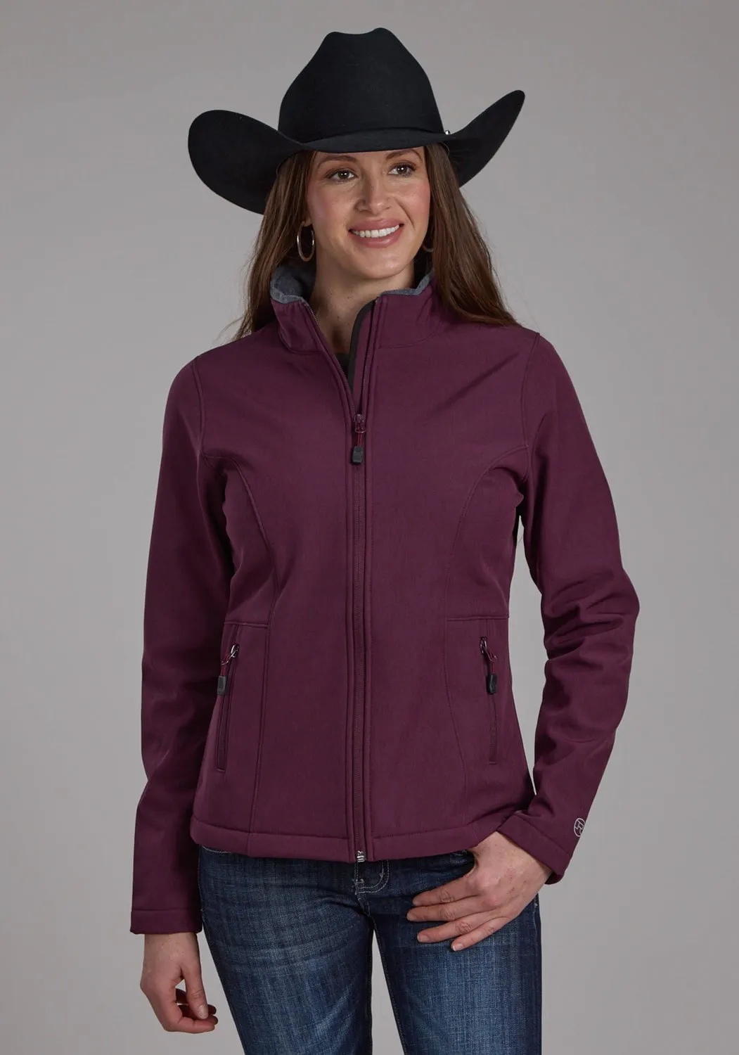 Roper Womens Bonded Fleece Wine Poly/Spandex Softshell Jacket Sleek Comfort Weekend Style Smooth