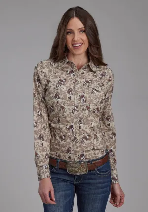 Roper Womens Brushstroke Cowboys Brown 100% Cotton L/S Shirt Fashion Picks Roper Womens Brushstroke Cowboys Brown 100% Cotton L/S Shirt Minimalist Aesthetic Contemporary Style
