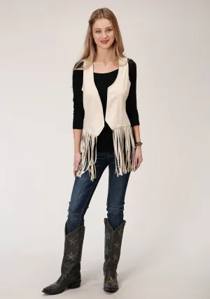 Roper Womens Cream Polyester Fitted Faux Suede Vest Odor Resistant Treatment Roper Womens Cream Polyester Fitted Faux Suede Vest Casual Option Street Fashion Affordable