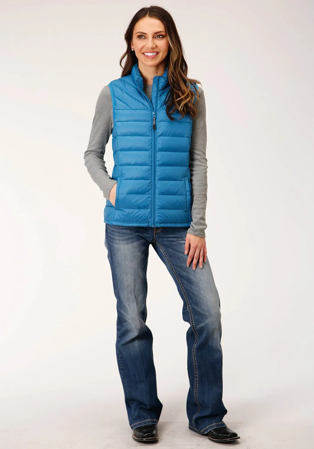 Airy Touch Casual Element Roper Womens Crushable Down Filled Teal 100% Nylon Softshell Vest