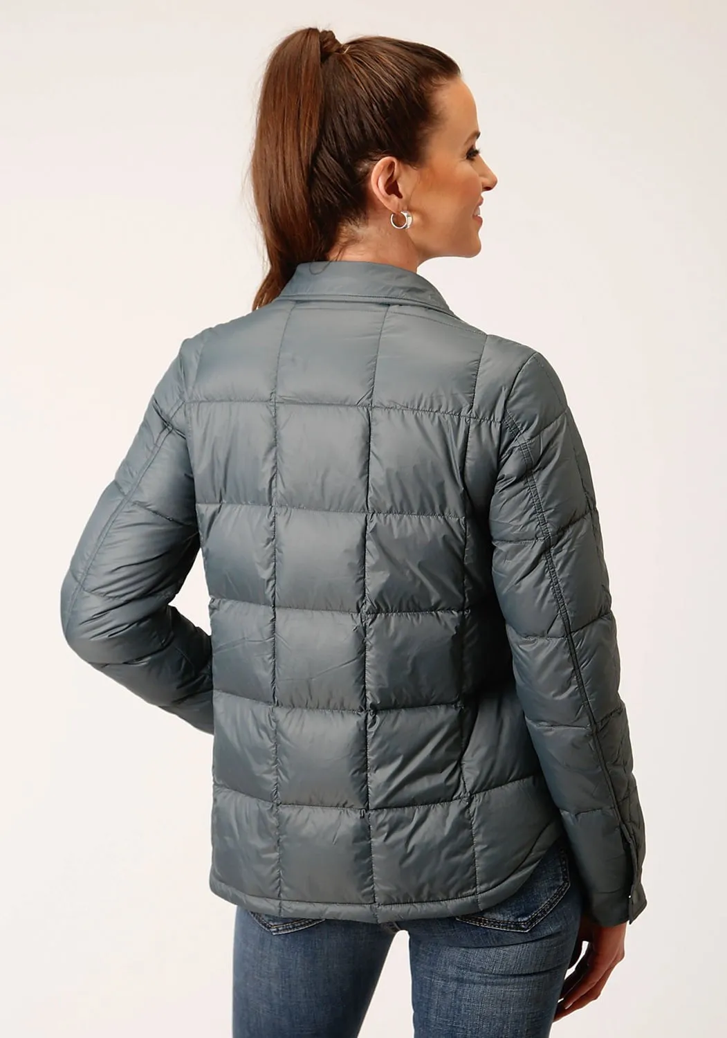 Polished Look Roper Womens Crushable Down Silver Sage 100% Nylon Softshell Jacket
