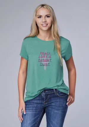 Roper Womens Desert Dust Turquoise Poly/Rayon S/S T-Shirt Party Perfect Roper Womens Desert Dust Turquoise Poly/Rayon S/S T-Shirt Tailored Style