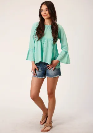 Roper Womens Dip Dye Turquoise 100% Cotton L/S Blouse Henley Collar Urban Fashion Roper Womens Dip Dye Turquoise 100% Cotton L/S Blouse