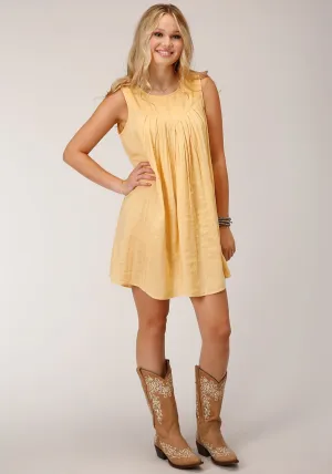 Roper Womens Double Cloth Yellow 100% Cotton S/L Dress Vibrant Wave Roper Womens Double Cloth Yellow 100% Cotton S/L Dress Day Off Fit Holiday Vibes Work Ready