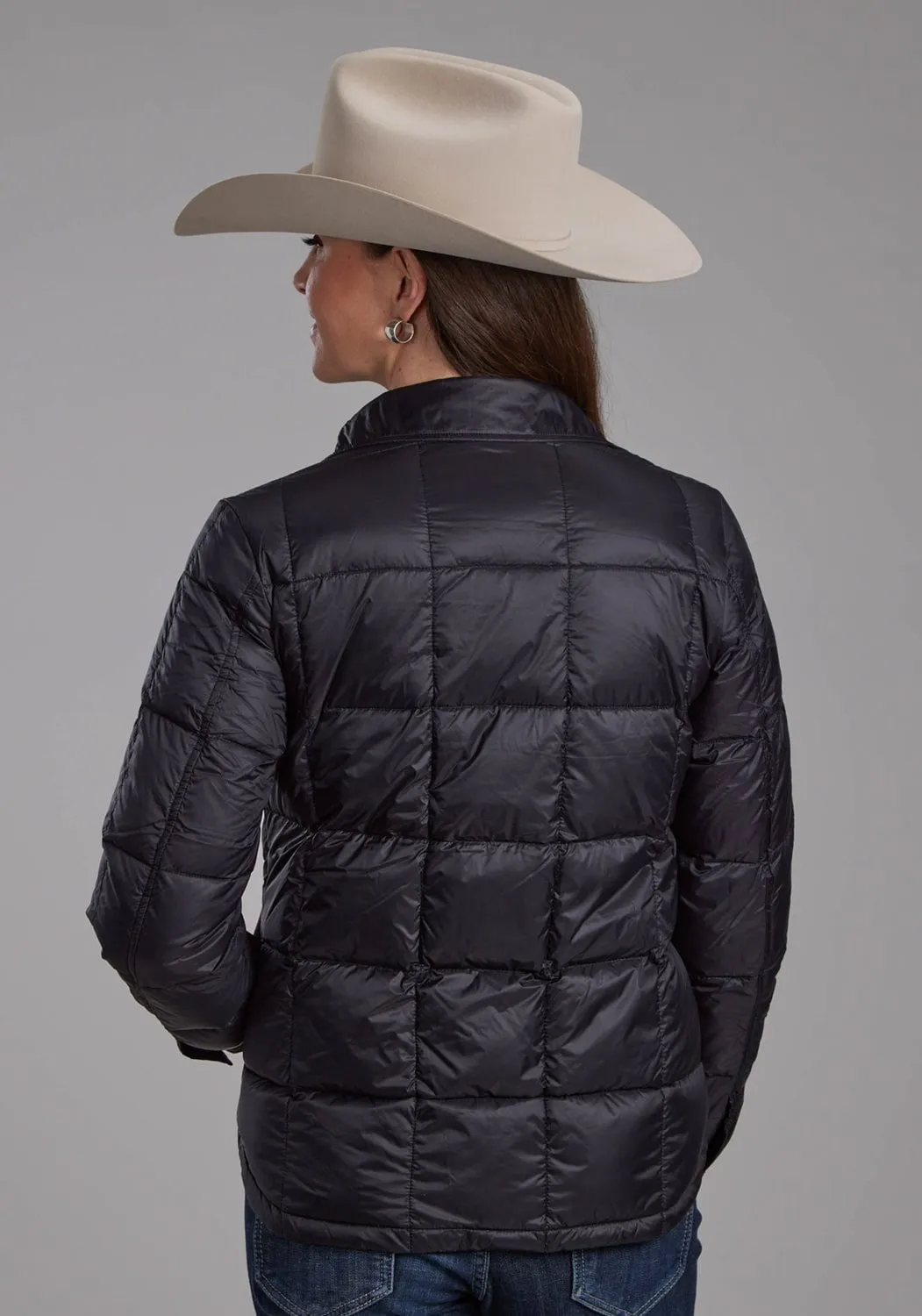 Roper Womens Down Filled Shirt Black 100% Nylon Softshell Jacket Flexible Fabric Regular Look