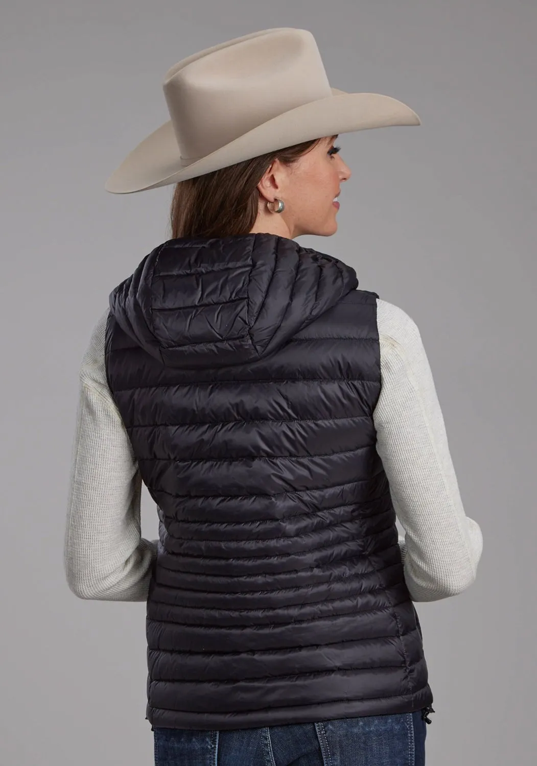 Roper Womens Down Proof Coated Black 100% Nylon Softshell Vest Holiday Vibes High Quality
