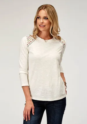 Roper Womens Embroidered Yokes Cream 100% Cotton S/S Tunic Quick Access Pockets Roper Womens Embroidered Yokes Cream 100% Cotton S/S Tunic Fitted Design Seasonal Trend
