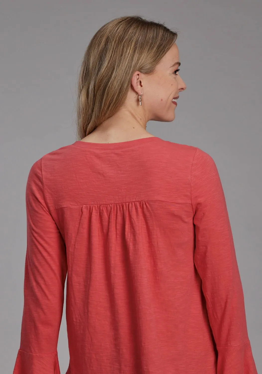 Handcrafted Detail Roper Womens Eyelet Front Yoke Red 100% Cotton L/S Blouse