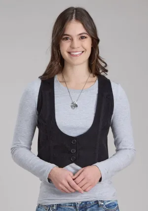 Roper Womens Fitted Mini Corduroy Black 100% Cotton Vest Universal Look Roper Womens Fitted Mini Corduroy Black 100% Cotton Vest Sharp Silhouette Premium Material