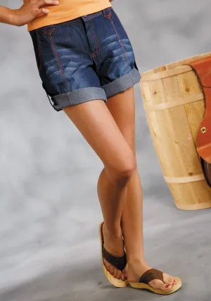 Roper Womens Five Star Blue 100% Cotton Indigo Denim Shorts Roll Fit Flex shrink - resistant Roper Womens Five Star Blue 100% Cotton Indigo Denim Shorts Roll