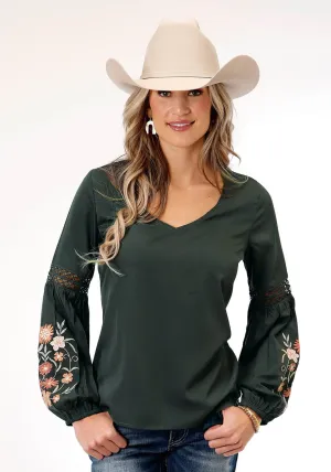 Roper Womens Floral Crepe Grey Polyester L/S Tunic Zip Up Holiday Outfit Luxury Feel Roper Womens Floral Crepe Grey Polyester L/S Tunic