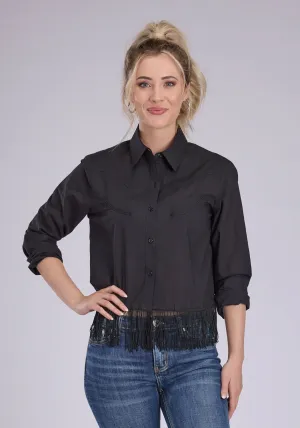 Roper Womens Fringe Cambric Western Black 100% Cotton L/S Blouse Lightweight Wear Roper Womens Fringe Cambric Western Black 100% Cotton L/S Blouse Fashion Choice Picnic Outfit