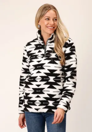 Roper Womens Fuzzy Polar Black/White 100% Polyester Fleece Jacket Sharp Design Roper Womens Fuzzy Polar Black/White 100% Polyester Fleece Jacket Chic Wear Timeless Appeal