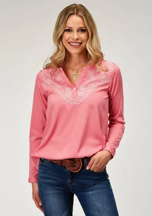 Roper Womens Gorgeous Embroidery Pink 100% Polyester L/S Blouse Trendy Threads Roper Womens Gorgeous Embroidery Pink 100% Polyester L/S Blouse Timeless Classic