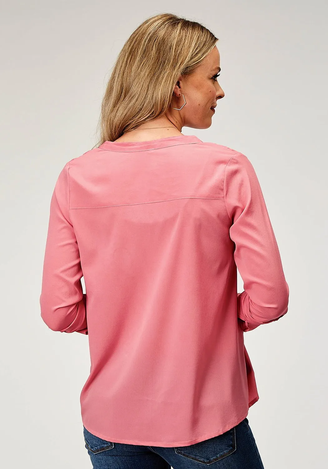 Roper Womens Gorgeous Embroidery Pink 100% Polyester L/S Blouse Odor Resistant