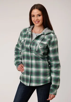 Roper Womens Green/White 100% Cotton Reversible Hooded Jacket Sharp Taper Stylish Choice Versatile Tailoring Roper Womens Green/White 100% Cotton Reversible Hooded Jacket