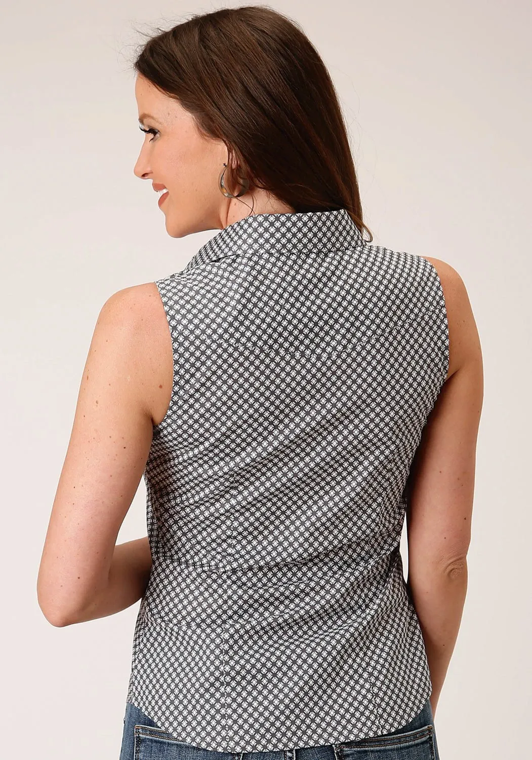 Trendy designs Youthful Style Roper Womens Grey Cotton Blend Diamond Star Geo S/L Shirt