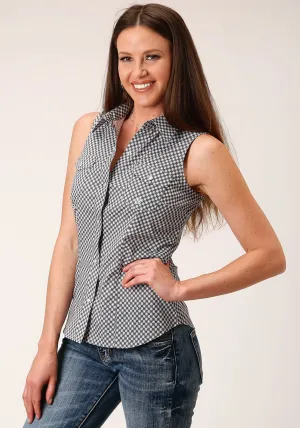 Roper Womens Grey Cotton Blend Diamond Star Geo S/L Shirt Vibrant Colors Holiday Outfit Roper Womens Grey Cotton Blend Diamond Star Geo S/L Shirt