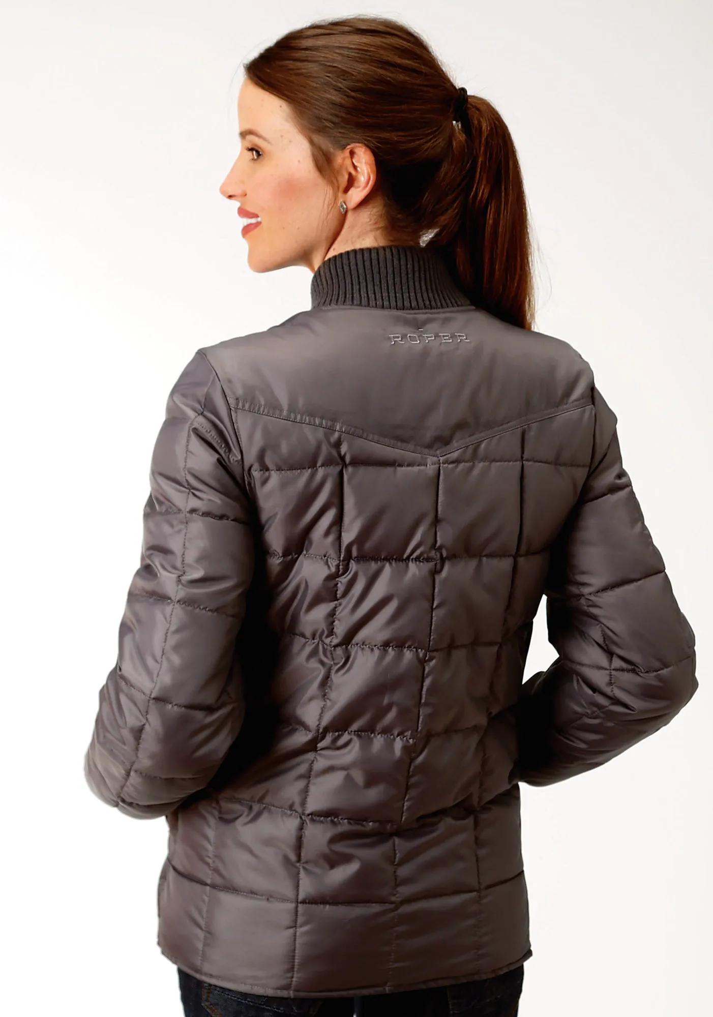 Clean Silhouette Daily Essential Roper Womens Grey Polyester Quilted Insulated Jacket