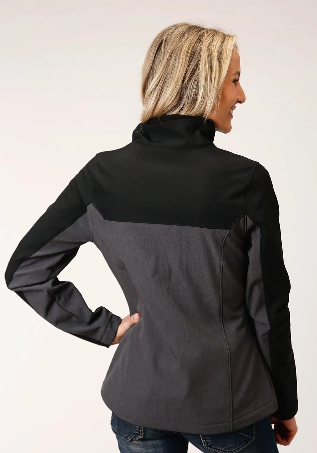 Roper Womens Grey/Black Polyester PCD Softshell Jacket All-Purpose Use