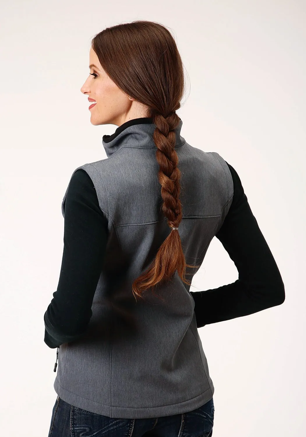 Clean Shape Wrinkle Free Fabric Treatment Roper Womens Heather Grey Polyester Softshell Vest