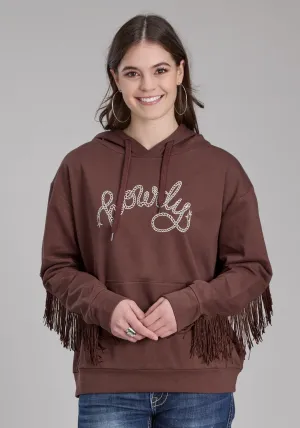 Roper Womens Howdy Fringe Brown 100% Cotton Hoodie Perfect Fit Design Roper Womens Howdy Fringe Brown 100% Cotton Hoodie Trend Setter Trendy Premium Weekend Style Casual Parent Style