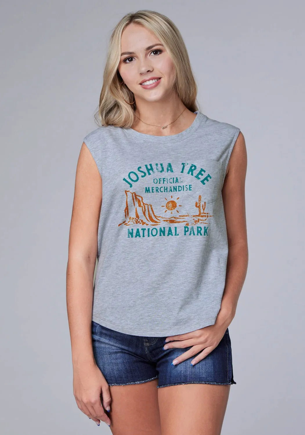 Night Out Workwear Approved Roper Womens Joshua Tree Grey Cotton Blend S/L T-Shirt
