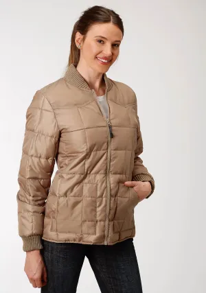 Roper Womens Khaki Polyester Quilted Insulated Jacket Flattering Design Roper Womens Khaki Polyester Quilted Insulated Jacket Neutral design Anytime Fit